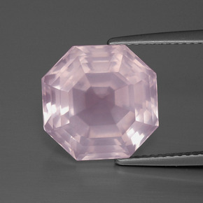 Quarzo rosa Rosa gomma da masticare naturale da 8.90 ct, Taglio smeraldo, Trasparente