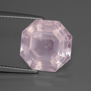 Quarzo rosa Rosa gomma da masticare naturale da 8.90 ct, Taglio smeraldo, Trasparente