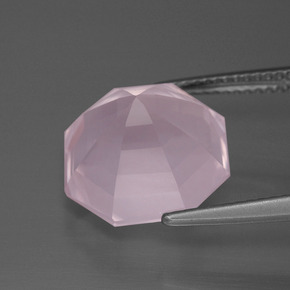Quarzo rosa Rosa gomma da masticare naturale da 8.90 ct, Taglio smeraldo, Trasparente