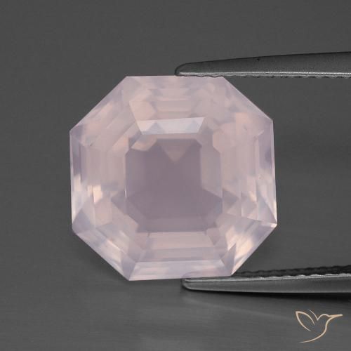 Quarzo rosa Rosa chiaro naturale da 9.02 ct, Ottagonale / Taglio smeraldo, Trasparente