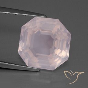 Quarzo rosa Rosa chiaro naturale da 9.02 ct, Ottagonale / Taglio smeraldo, Trasparente