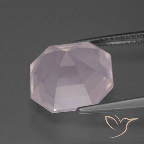 Quarzo rosa Rosa chiaro naturale da 9.02 ct, Ottagonale / Taglio smeraldo, Trasparente