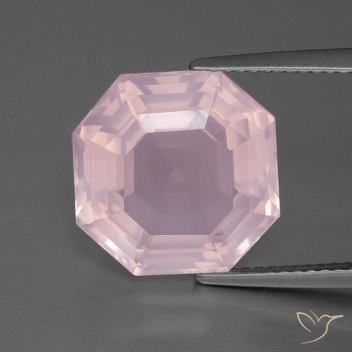 8.43ct Naturale Rosa chiaro Quarzo rosa, Taglio smeraldo, Trasparente