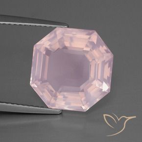 Quarzo rosa Rosa chiaro naturale da 8.43 ct, Ottagonale / Taglio smeraldo, Trasparente