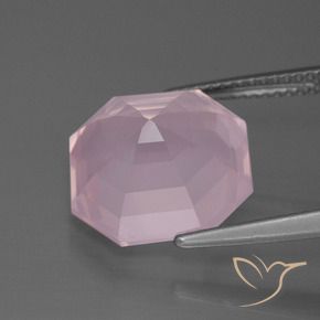 Quarzo rosa Rosa chiaro naturale da 8.43 ct, Ottagonale / Taglio smeraldo, Trasparente