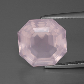 Quarzo rosa naturale rosa da 8,79 ct, taglio smeraldo, trasparente