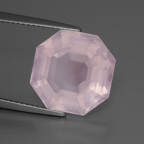 Quarzo rosa naturale rosa da 8,79 ct, taglio smeraldo, trasparente