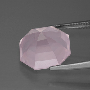 Quarzo rosa naturale rosa da 8,79 ct, taglio smeraldo, trasparente