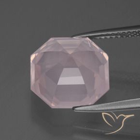 Quarzo rosa Rosa chiaro naturale da 7.28 ct, Ottagonale / Taglio smeraldo, Trasparente