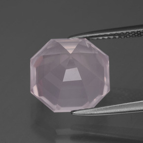 Quarzo rosa naturale rosa da 7,42 ct, taglio smeraldo, trasparente
