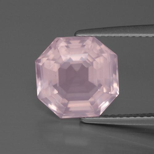 Quarzo rosa naturale rosa da 4,67 ct, taglio smeraldo, trasparente