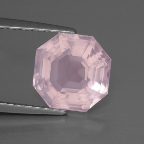 Quarzo rosa naturale rosa da 4,67 ct, taglio smeraldo, trasparente