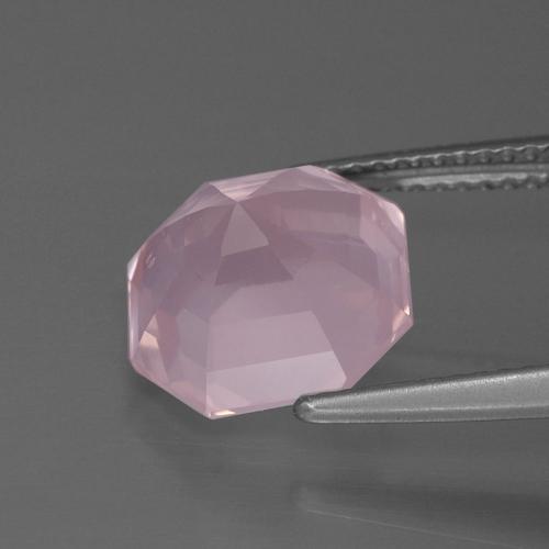 Quarzo rosa naturale rosa da 4,67 ct, taglio smeraldo, trasparente