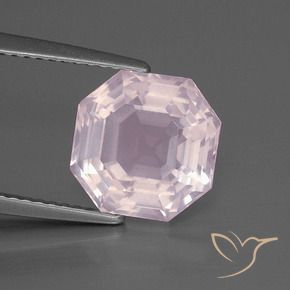 Quarzo rosa Rosa chiaro naturale da 4.25 ct, Ottagonale / Taglio smeraldo, Trasparente