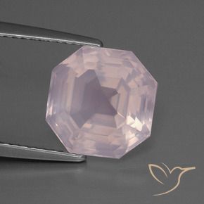 Quarzo rosa Rosa chiaro naturale da 4.69 ct, Ottagonale / Taglio smeraldo, Trasparente