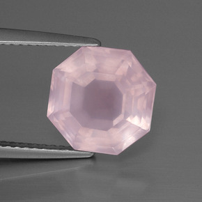 Quarzo rosa Rosa chiaro naturale da 4.26 ct, Taglio smeraldo, Trasparente