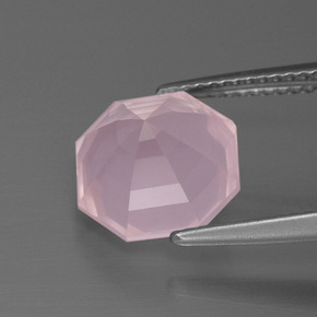 Quarzo rosa Rosa chiaro naturale da 4.26 ct, Taglio smeraldo, Trasparente