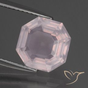 Quarzo rosa Rosa molto chiaro naturale da 3.45 ct, Ottagonale / Taglio smeraldo, Trasparente