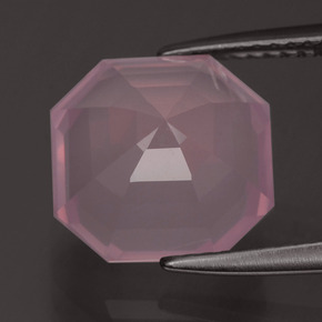 Quarzo rosa Rosa scuro naturale da 5.39 ct, Taglio smeraldo, Trasparente