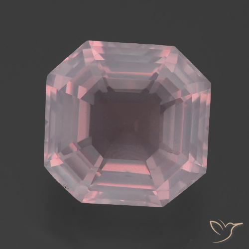 Quarzo rosa naturale rosa da 5,75 ct, taglio smeraldo, trasparente