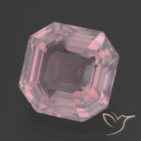 Quarzo rosa naturale rosa da 5,75 ct, taglio smeraldo, trasparente