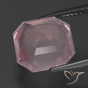 Quarzo rosa naturale rosa da 5,75 ct, taglio smeraldo, trasparente