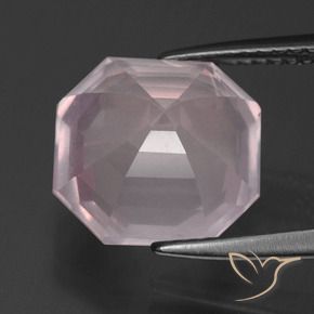 Quarzo rosa Rosa chiaro naturale da 5.92 ct, Ottagonale / Taglio smeraldo, Trasparente