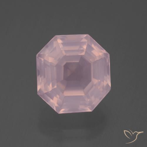 Quarzo rosa naturale rosa da 6,36 ct, taglio smeraldo, trasparente
