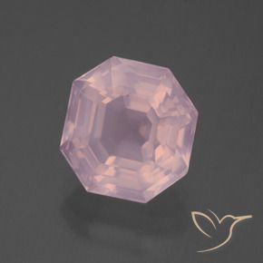 Quarzo rosa naturale rosa da 6,36 ct, taglio smeraldo, trasparente