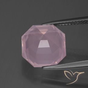 Quarzo rosa naturale rosa da 6,36 ct, taglio smeraldo, trasparente