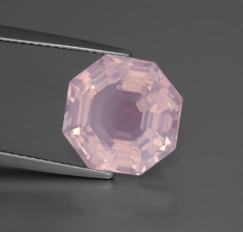 Quarzo rosa naturale rosa chiaro da 6,77 ct, taglio smeraldo, trasparente