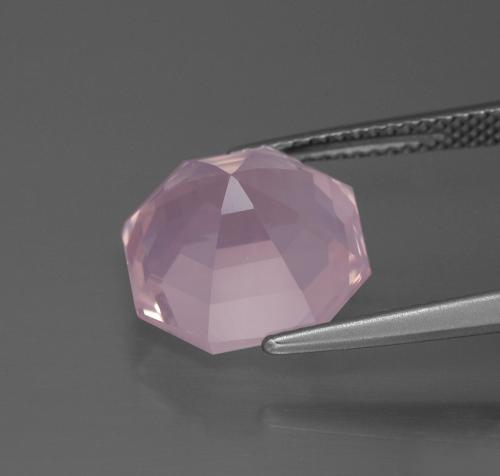 Quarzo rosa naturale rosa chiaro da 6,77 ct, taglio smeraldo, trasparente