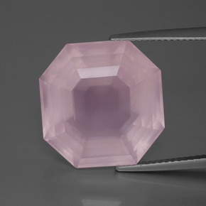 Quarzo rosa naturale rosa da 18,48 ct, taglio smeraldo, trasparente