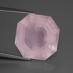 Quarzo rosa naturale rosa da 18,48 ct, taglio smeraldo, trasparente