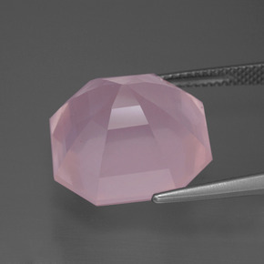 Quarzo rosa naturale rosa da 18,48 ct, taglio smeraldo, trasparente