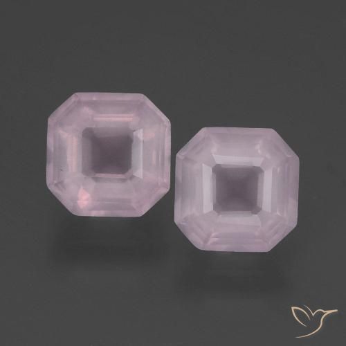 3.87ctw Naturale Rosa gomma da masticare Quarzo rosa, Taglio smeraldo, Trasparente
