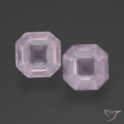 7.68ctw Naturale Rosa chiaro Quarzo rosa, Taglio smeraldo, Trasparente