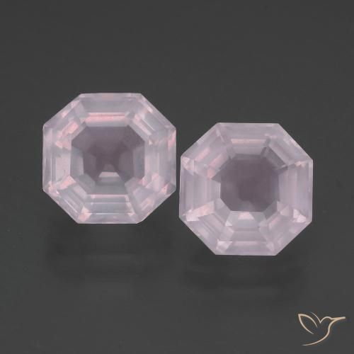 5.39ctw Naturale Rosa gomma da masticare Quarzo rosa, Taglio smeraldo, Trasparente