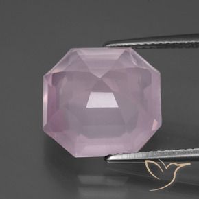 Quarzo rosa Rosa chiaro naturale da 9.44 ct, Ottagonale / Taglio smeraldo, Trasparente
