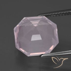 Quarzo rosa Rosa gomma da masticare naturale da 7.38 ct, Ottagonale / Taglio smeraldo, Trasparente