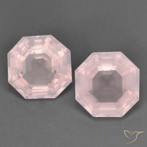 6.52ctw Naturale Rosa chiaro Quarzo rosa, Taglio smeraldo, Trasparente