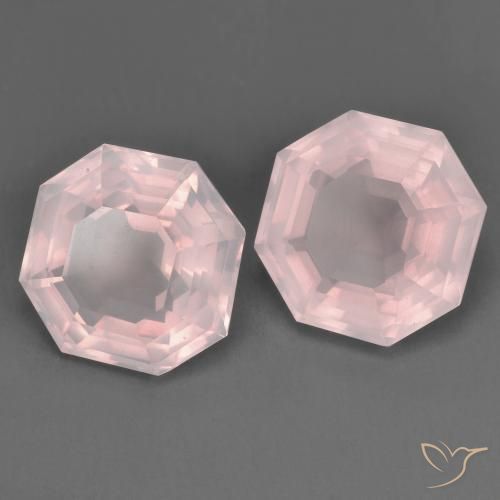 Gemme di Quarzo rosa Rosa chiaro naturale da 6.52 ct, Ottagonale / Taglio smeraldo, Trasparente