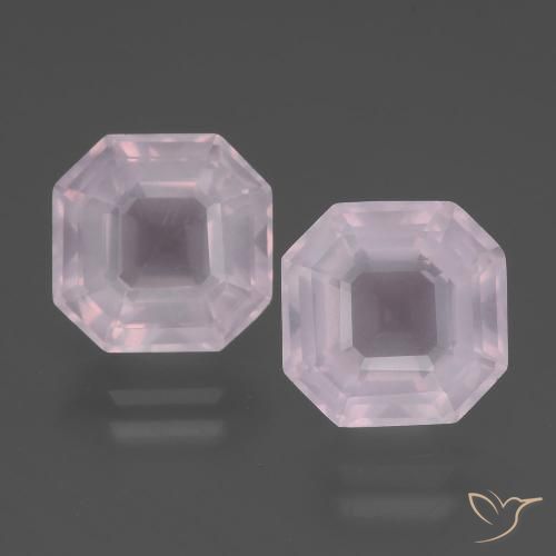 8.14ctw Naturale Rosa molto chiaro Quarzo rosa, Taglio smeraldo, Trasparente