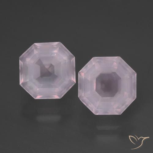 6.33ctw Naturale Rosa gomma da masticare Quarzo rosa, Taglio smeraldo, Trasparente