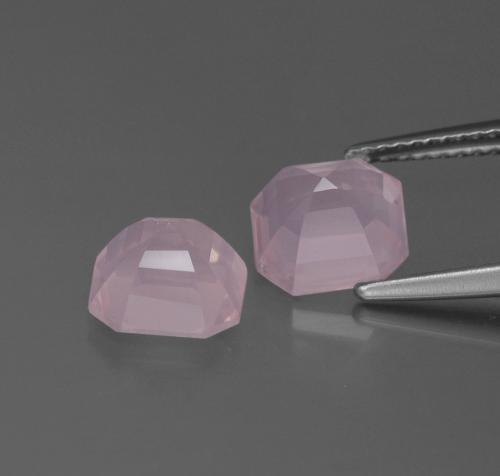 Quarzo rosa naturale rosa da 3,76 ct, taglio smeraldo, trasparente