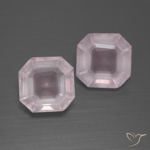 4.72ctw Naturale Rosa gomma da masticare Quarzo rosa, Taglio smeraldo, Trasparente