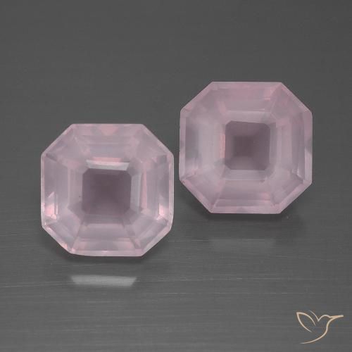 6.60ctw Naturale Rosa chiaro Quarzo rosa, Taglio smeraldo, Trasparente