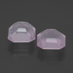 Quarzo rosa naturale rosa da 4,32 ct, taglio smeraldo, trasparente