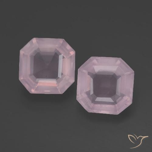 Quarzo rosa naturale rosa da 4,12 ct, taglio smeraldo, trasparente