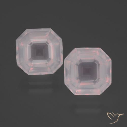 6.76ctw Naturale Rosa Molto Chiaro Quarzo rosa, Taglio smeraldo, Trasparente